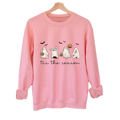 Sweatshirt dam med Halloween-tryck — ledig collegetröja
