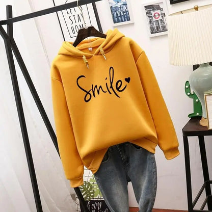 Damhoodie med smile-tryck