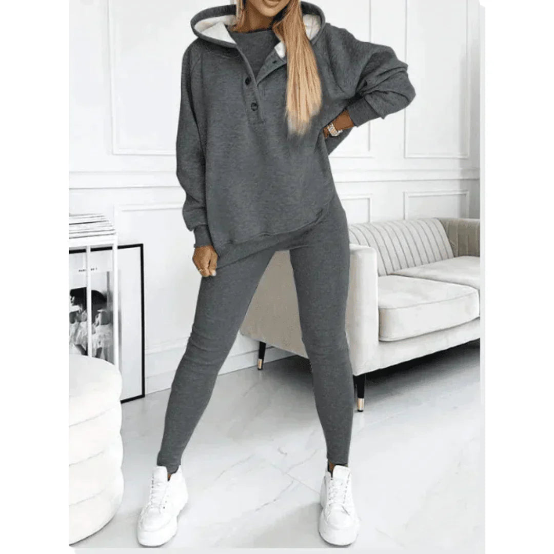 Trippeldel jogging-set dam med matchande topp, jacka och byxor