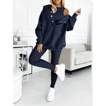 Trippeldel jogging-set dam med matchande topp, jacka och byxor