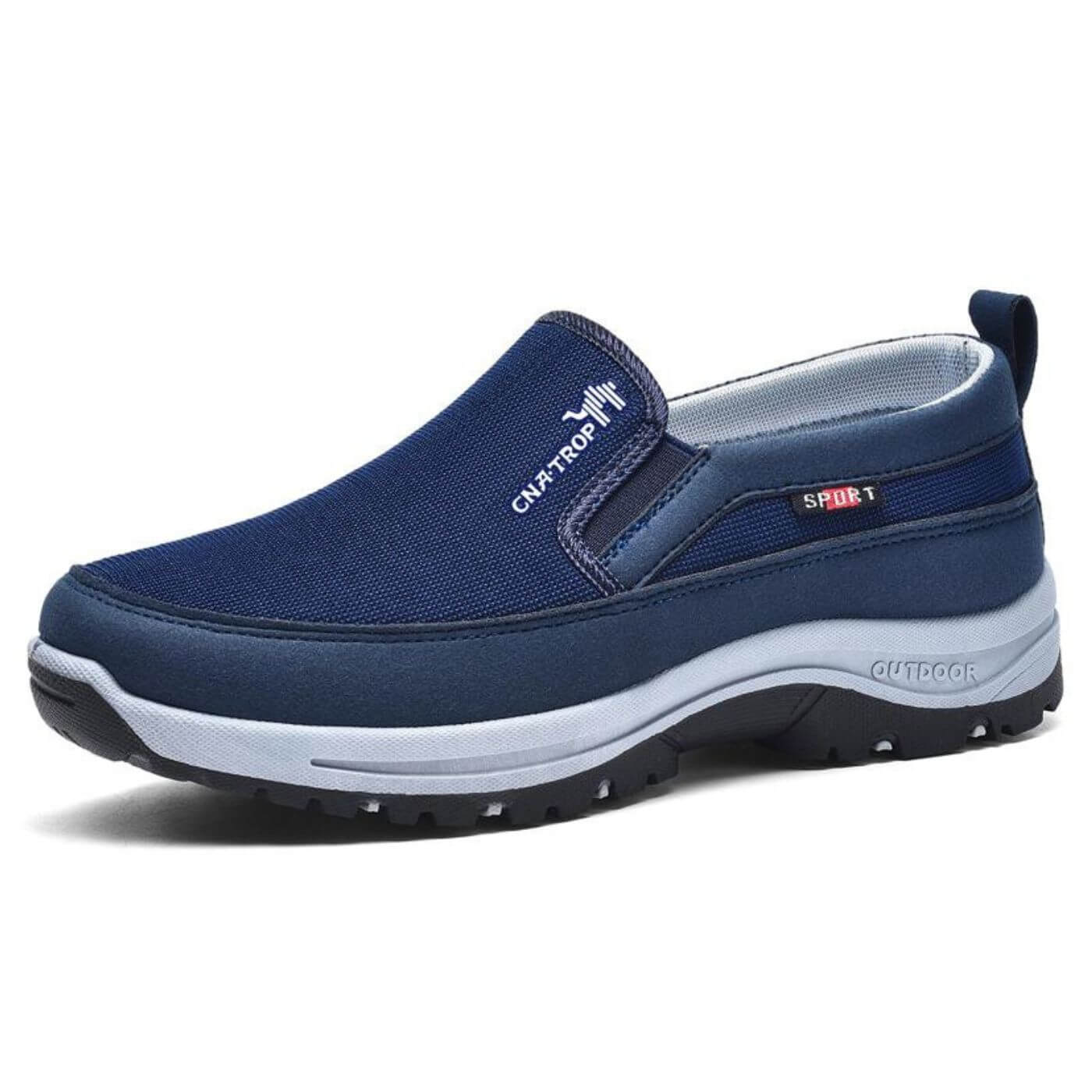 Slip-on skor herr i textil med stötdämpande såla