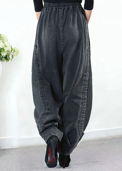 Denim haremsbyxor dam med fickor