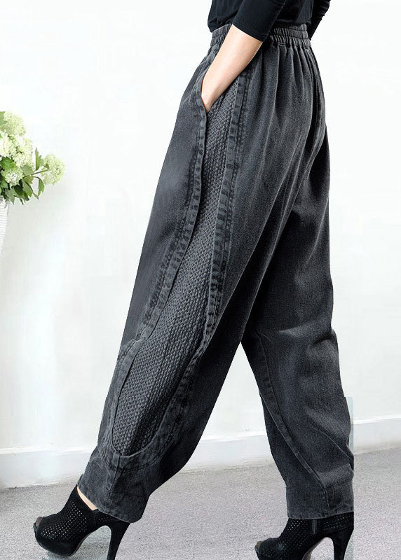 Bekväma haremsbyxor dam i grå denim