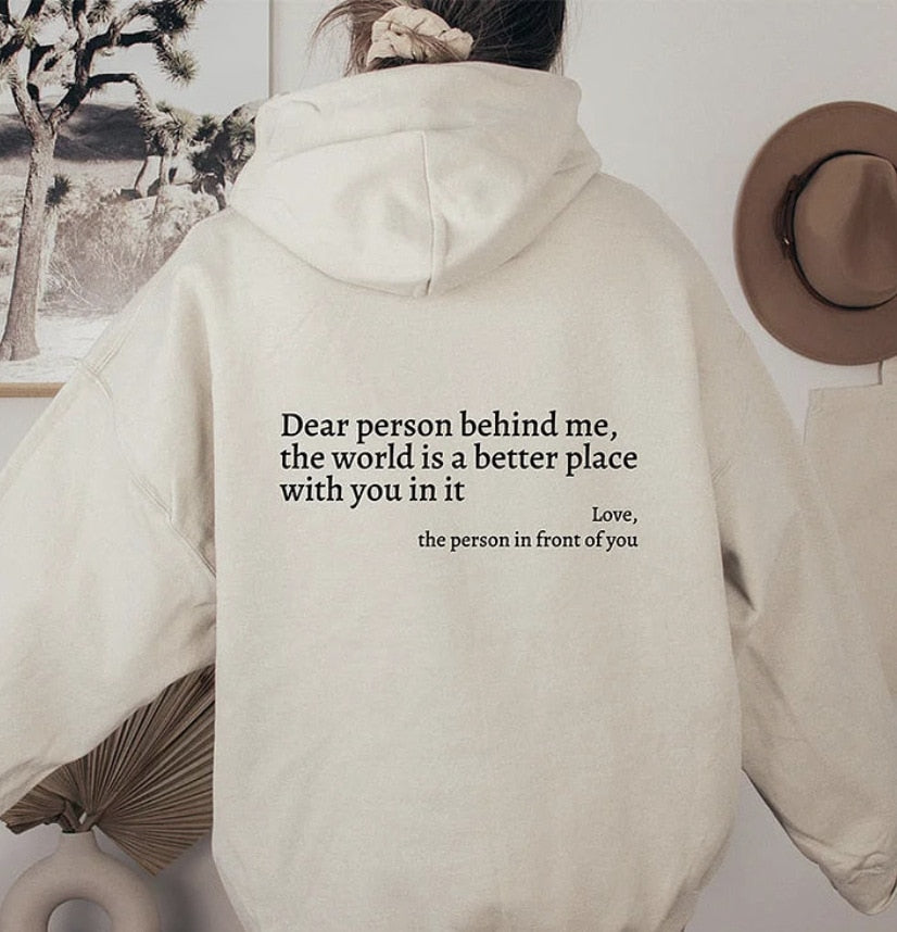 Tryckt slogan-hoodie unisex med kapuschong