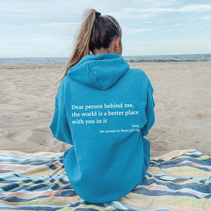 Tryckt slogan-hoodie unisex med kapuschong