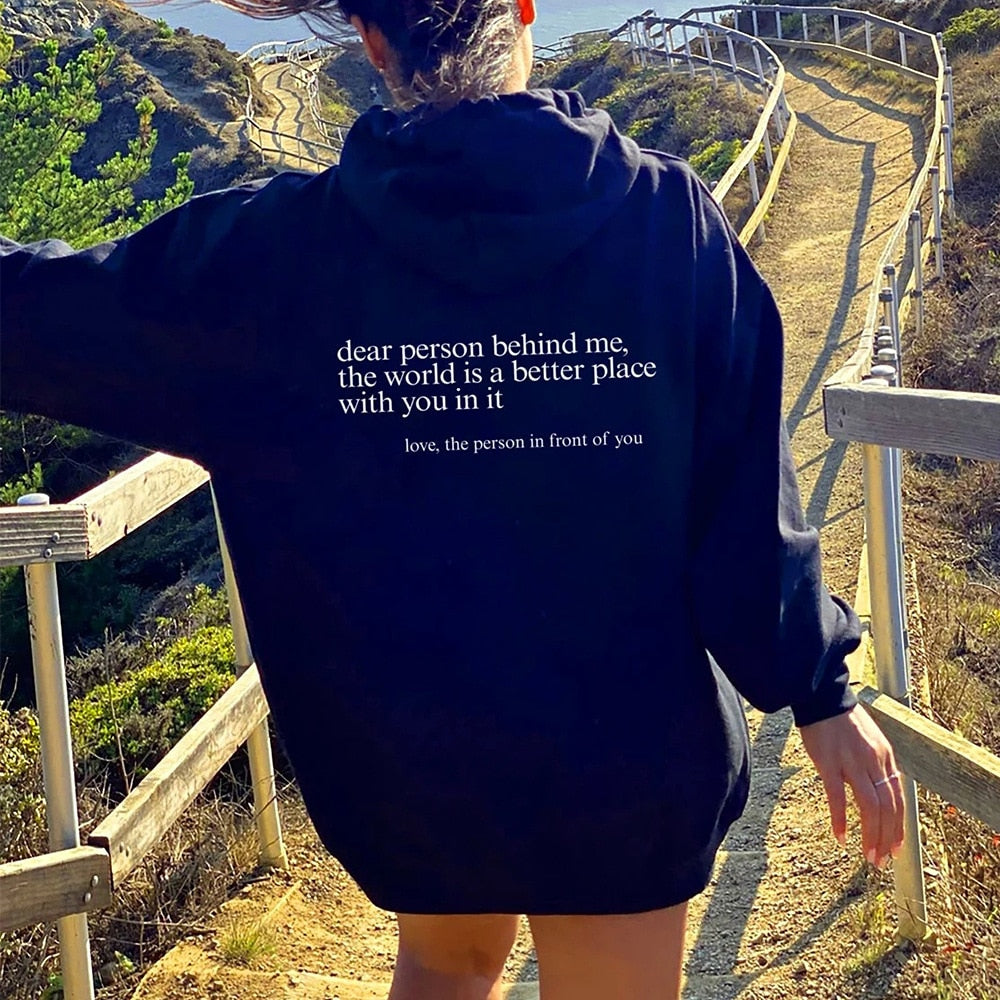 Tryckt slogan-hoodie unisex med kapuschong