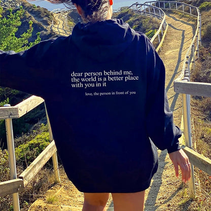 Tryckt slogan-hoodie unisex med kapuschong