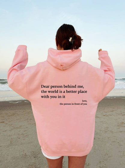 Tryckt slogan-hoodie unisex med kapuschong