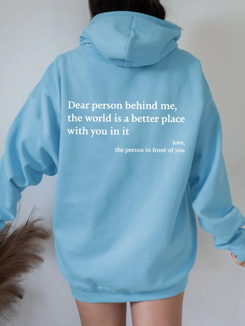 Tryckt slogan-hoodie unisex med kapuschong
