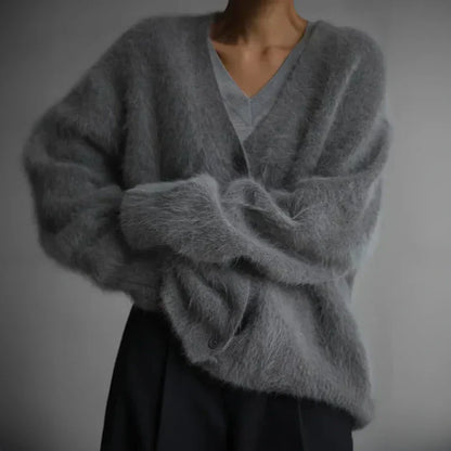 Elegant cardigan dam i akryl med öppen front