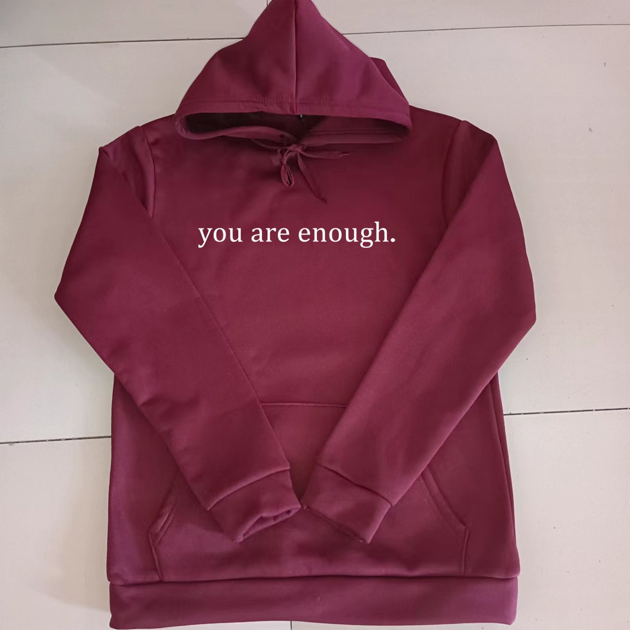 Tryckt slogan-hoodie unisex med kapuschong