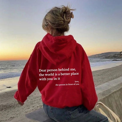 Tryckt slogan-hoodie unisex med kapuschong