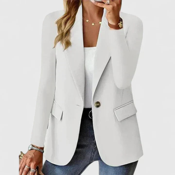 Blazer dam i polyester med revers för kontor och fest