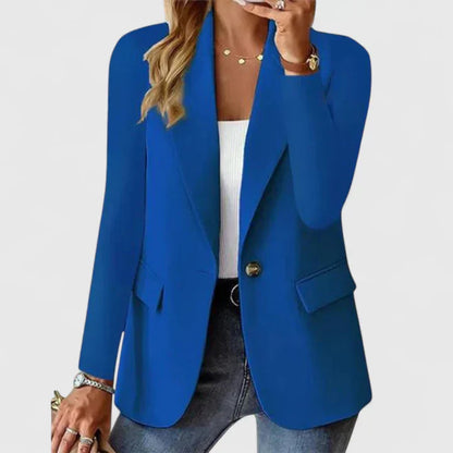Blazer i linne – elegant kavaj med revers, en knapp och fickor