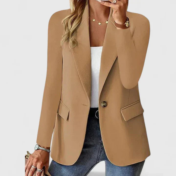 Elegant blazer dam i polyester med långa ärmar