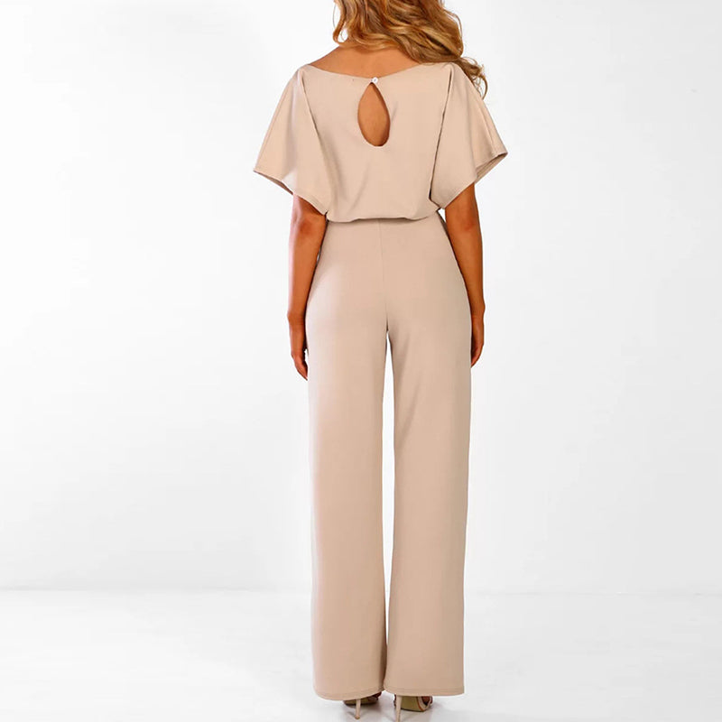 Elegant jumpsuit dam med skärp och vida ben