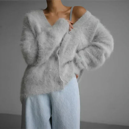 Mjuk cardigan dam i akryl, oversized