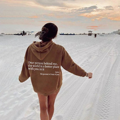 Tryckt slogan-hoodie unisex med kapuschong