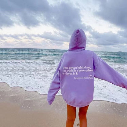 Tryckt slogan-hoodie unisex med kapuschong