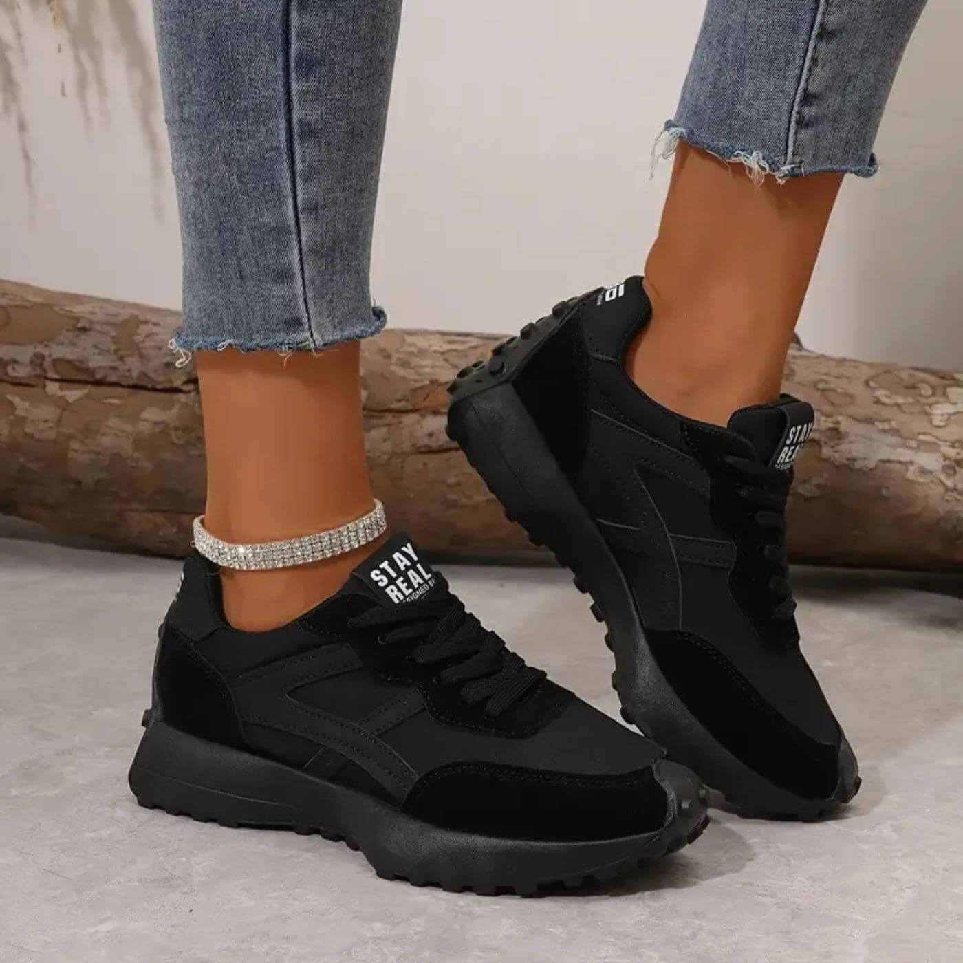 Bekväma låga sneakers dam i textil
