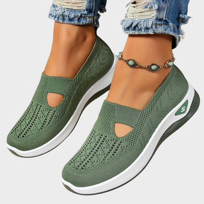 Ortopediska slip-on skor dam i textil – bekväm passform med dämpad innersula