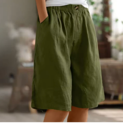 Shorts i bomull – lös passform med resårmidja och sidofickor