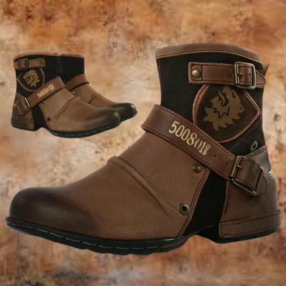 Herrboots i vintagestil i läderimitation, brun