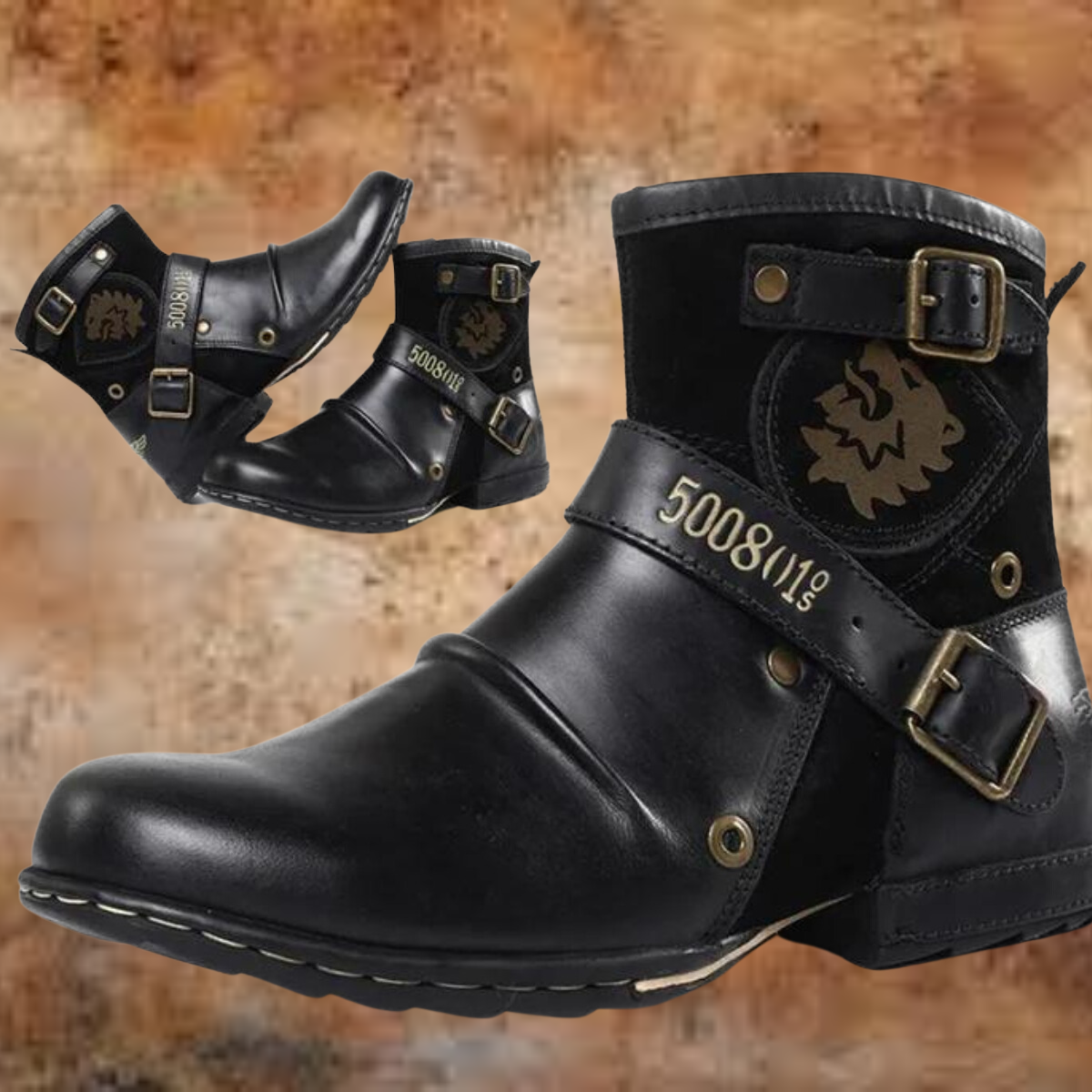 Vintageboots herr med snörning, svart