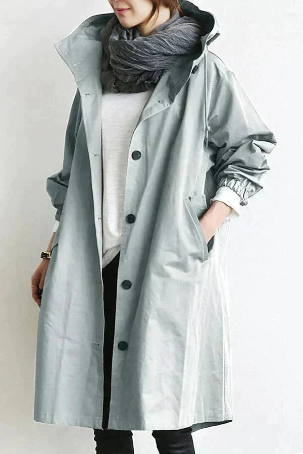 Regnrock dam i polyester med oversize-huva