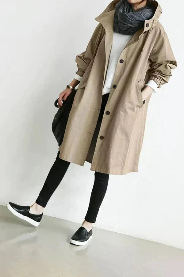 Funktionell regnjacka dam med oversize-huva