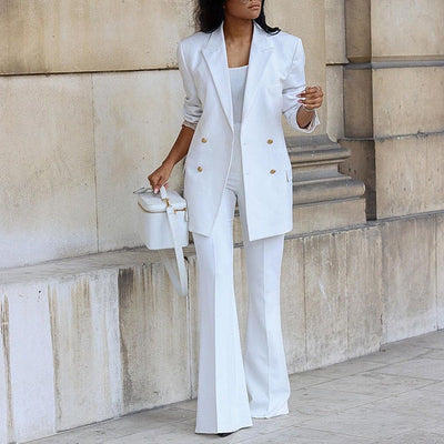 Blazerset dam, tvådelat — elegant kostymset med blazer och byxa