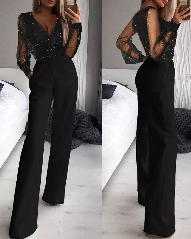 Ledig enfärgad jumpsuit dam i svart