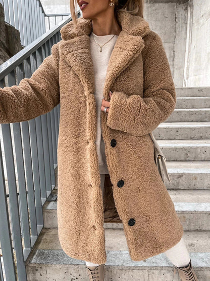 Elegant kappa dam med knappar, beige