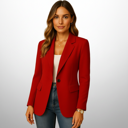 Stretch blazer dam med enkelknäppning