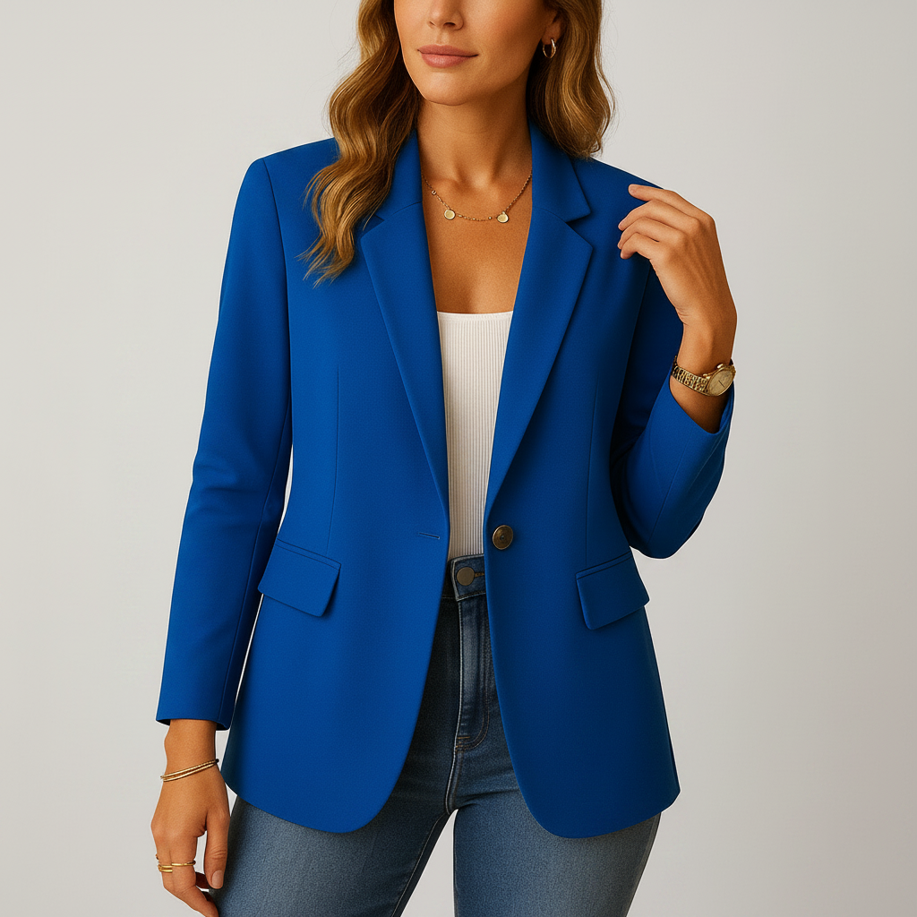 Stretch blazer dam med enkelknäppning