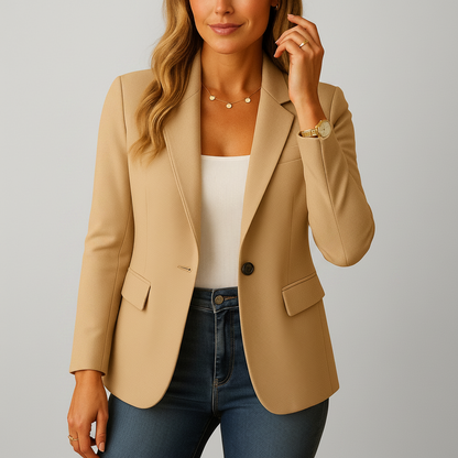 Stretch blazer dam med enkelknäppning