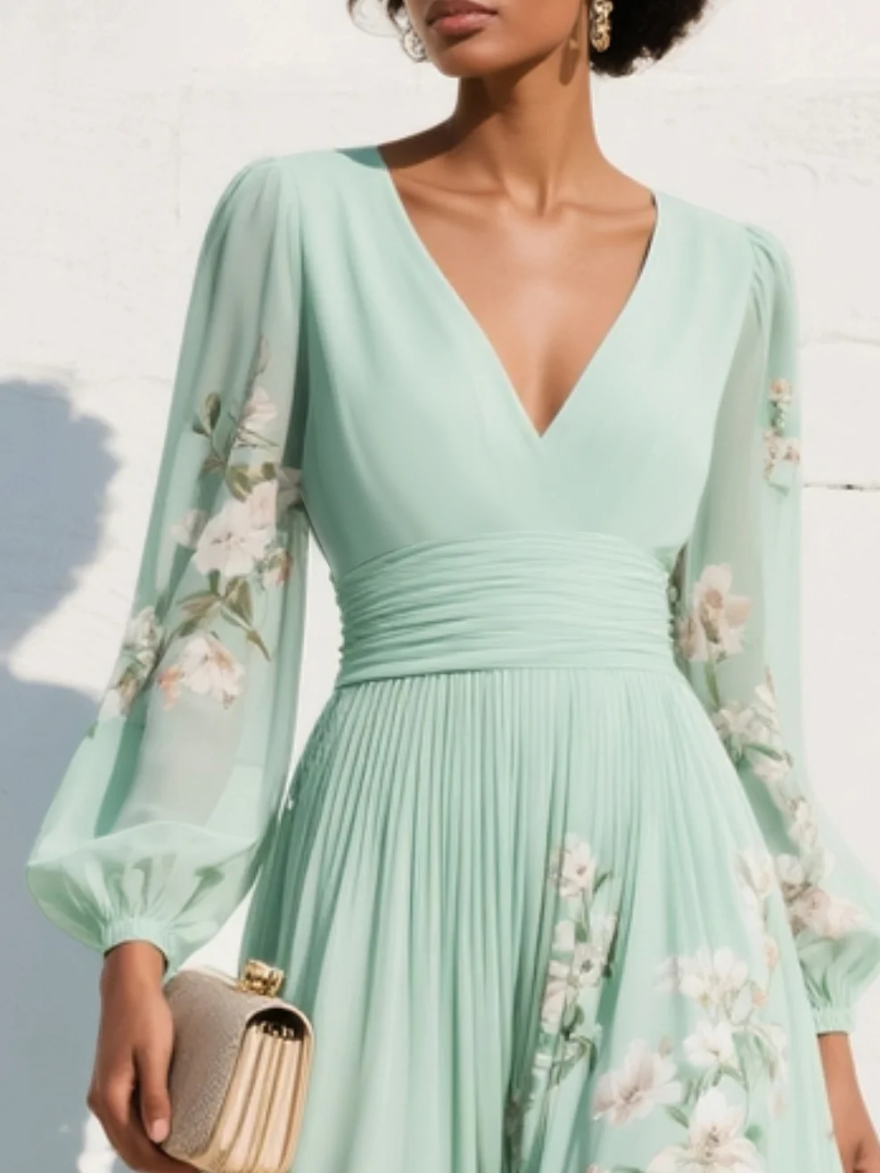Elegant chiffongklänning dam i polyester