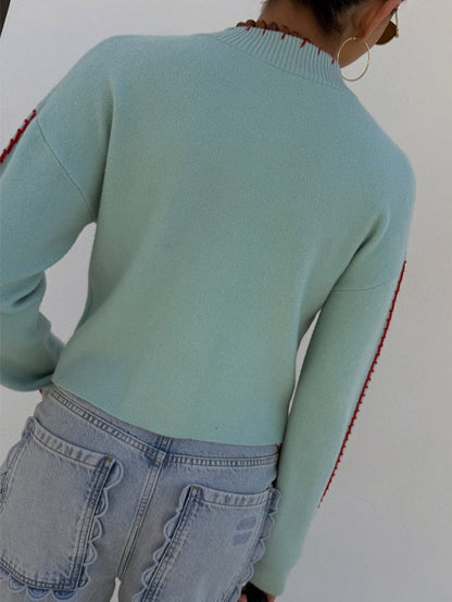 Stickad cardigan dam med bläckfisk-motiv