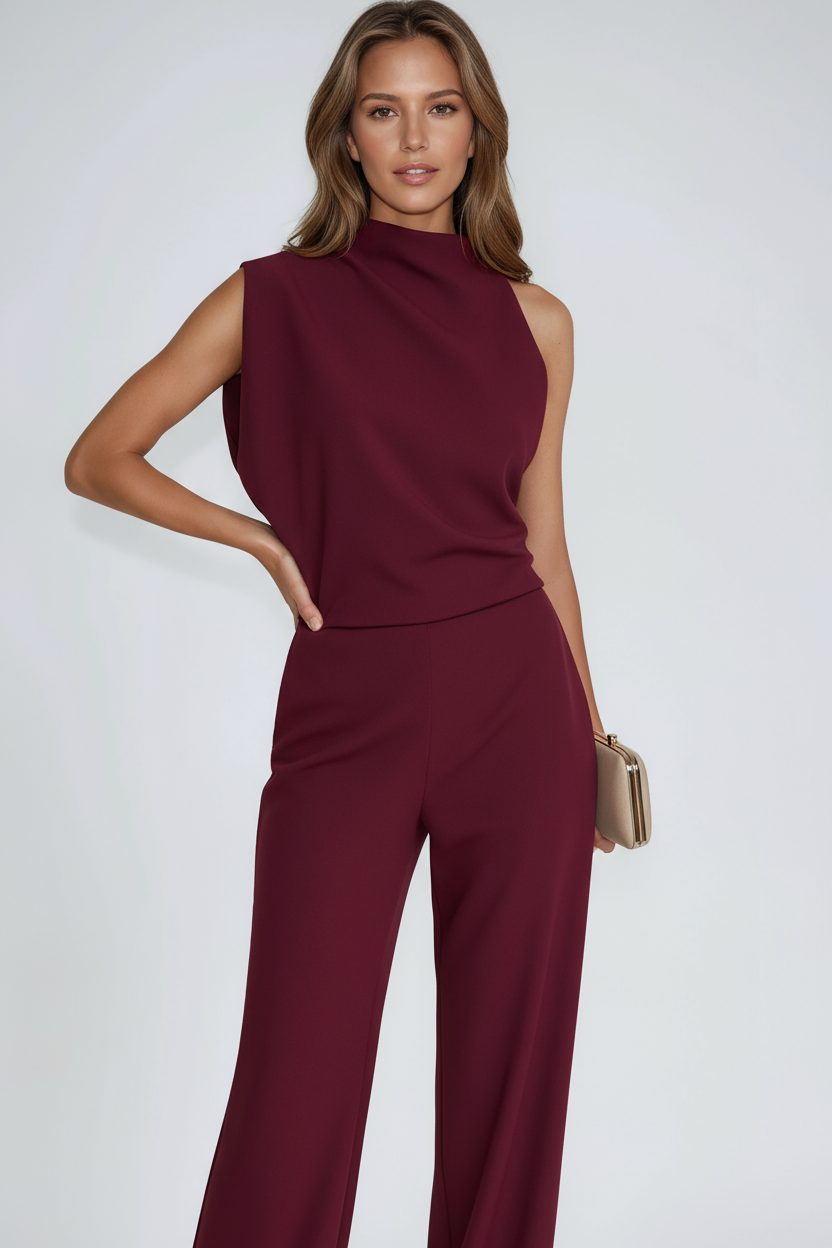 Asymmetrisk jumpsuit dam one-shoulder i polyester — elegant byxdräkt