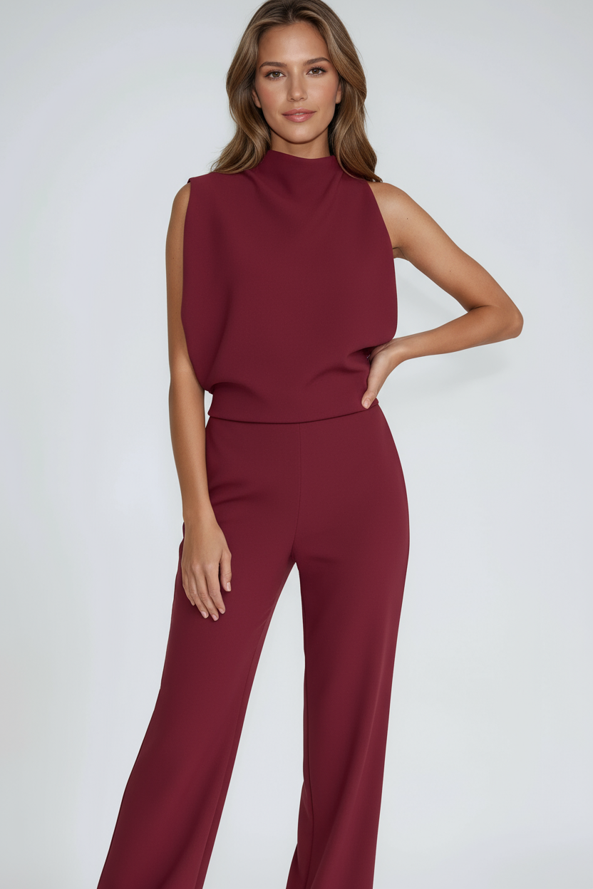 Asymmetrisk jumpsuit dam one-shoulder i polyester — elegant byxdräkt