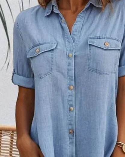 Lättviktsklänning dam i denim-look