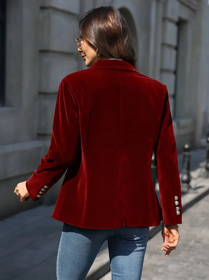 Skräddarsydd blazer dam i polyester – klassisk kavaj med revers och en knapp