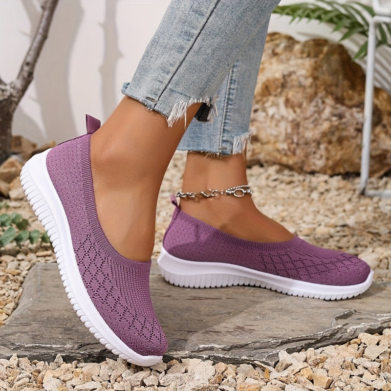 Platta slip-on skor dam i textil för vardag