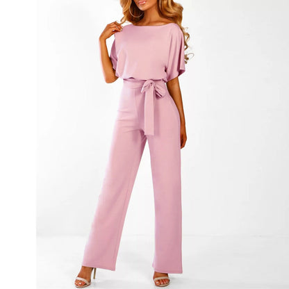 Elegant jumpsuit dam med skärp och vida ben