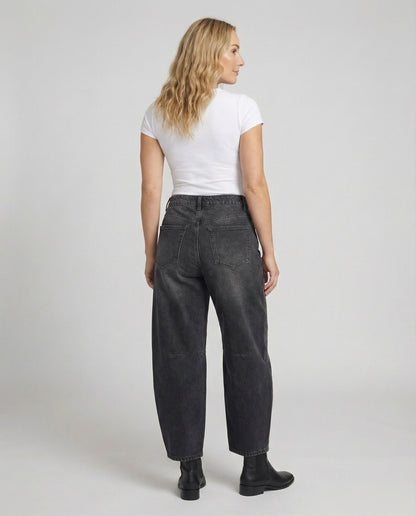 Mid-rise barrel-jeans dam