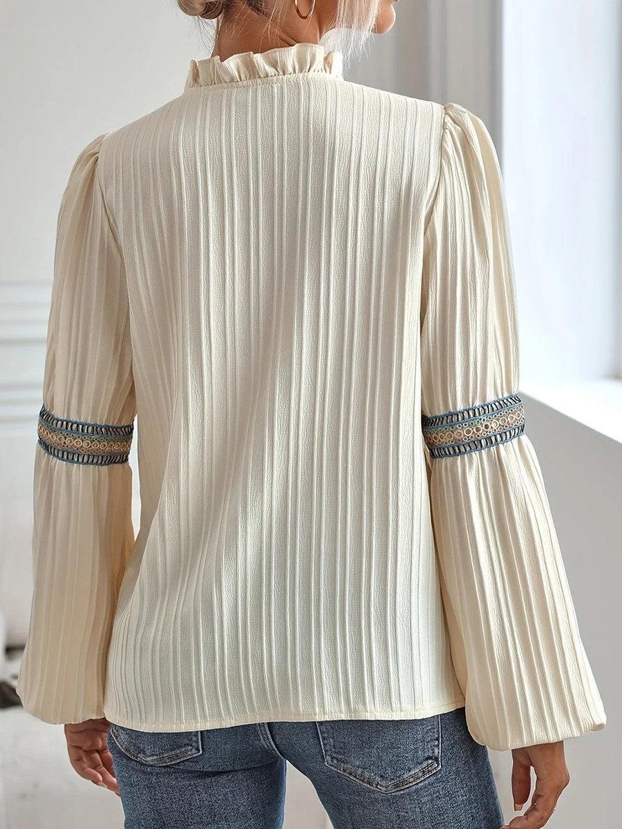 Elegant vit topp dam i viskos, vintage chic