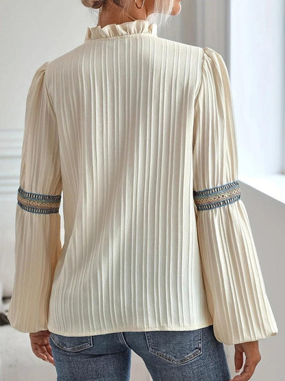 Elegant vit topp dam i viskos, vintage chic