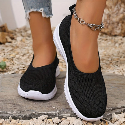 Bekväma slip-on skor dam i stickad textil