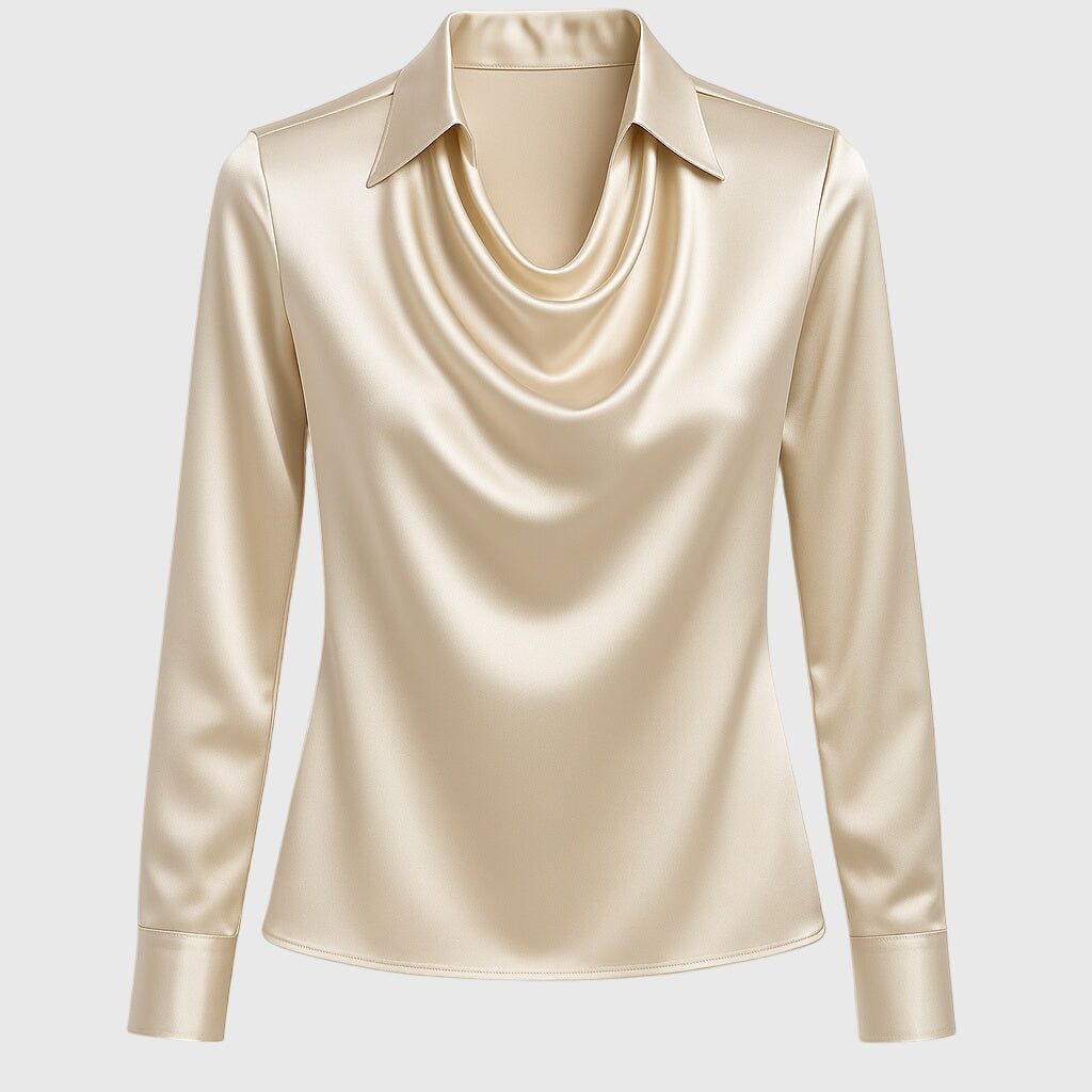 Elegant damblus med plisserad halsringning