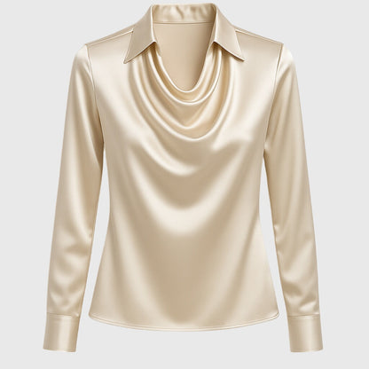 Elegant damblus med plisserad halsringning